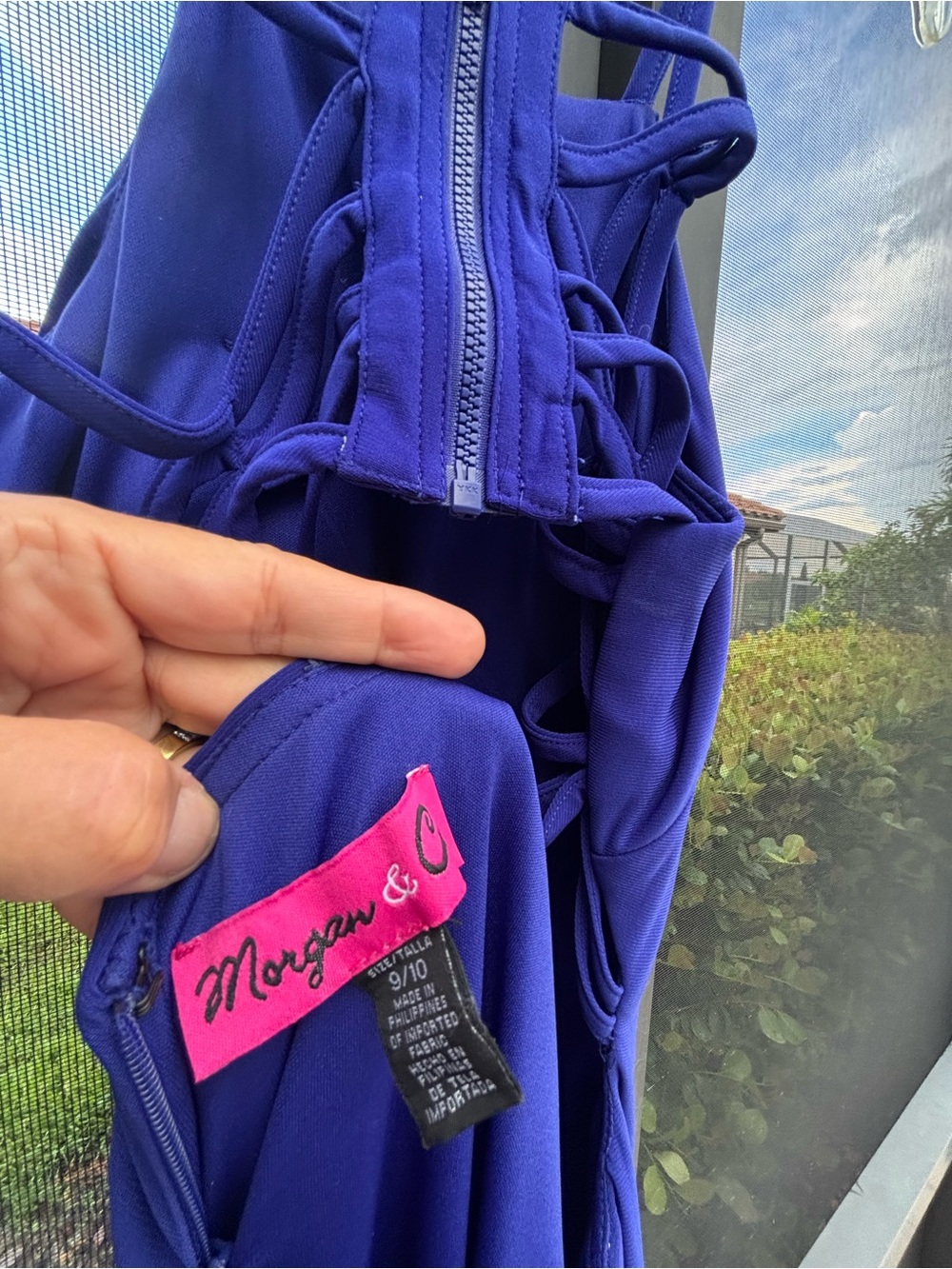 Morgan & Co. Royal Blue Halter Dress with Lace-Up Back Prom / Homecoming - Picture 2 of 5